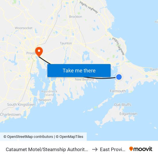 Cataumet Motel/Steamship Authority Cataumet Parking Lot to East Providence, RI map