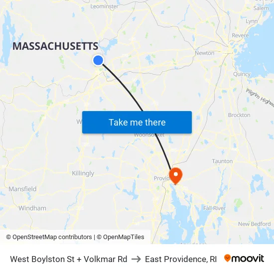 West Boylston St + Volkmar Rd to East Providence, RI map