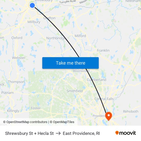 Shrewsbury St + Hecla St to East Providence, RI map