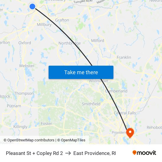 Pleasant St + Copley Rd 2 to East Providence, RI map