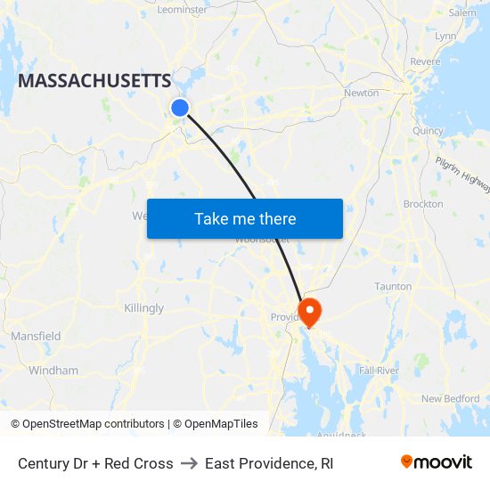 Century Dr + Red Cross to East Providence, RI map