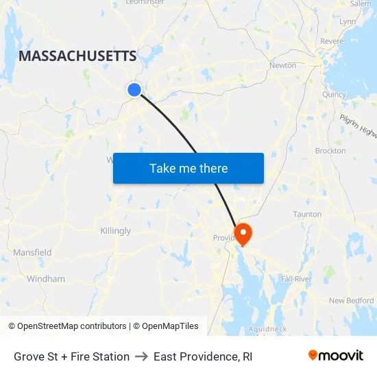 Grove St at Fire Station to East Providence, RI map