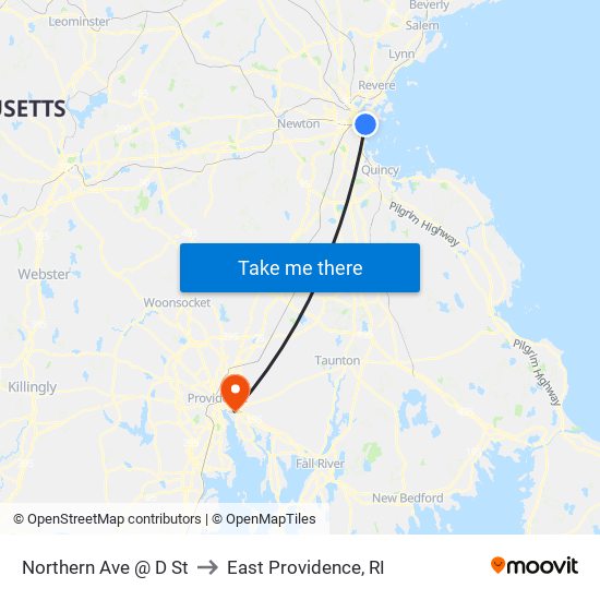 Northern Ave @ D St to East Providence, RI map