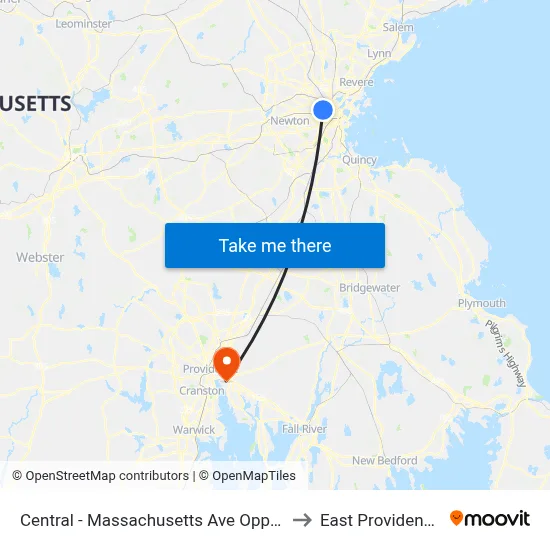 Central - Massachusetts Ave Opp Pearl St to East Providence, RI map