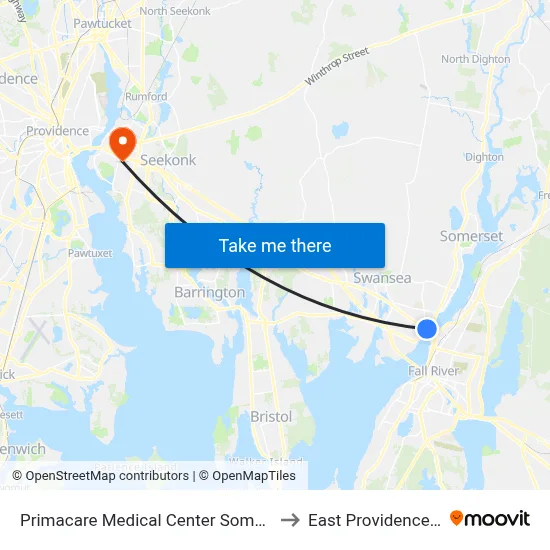 Primacare Medical Center Somerset to East Providence, RI map