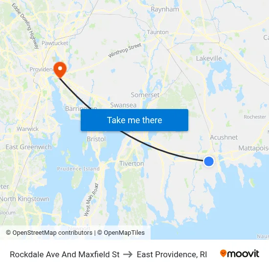 Rockdale Ave And Maxfield St to East Providence, RI map