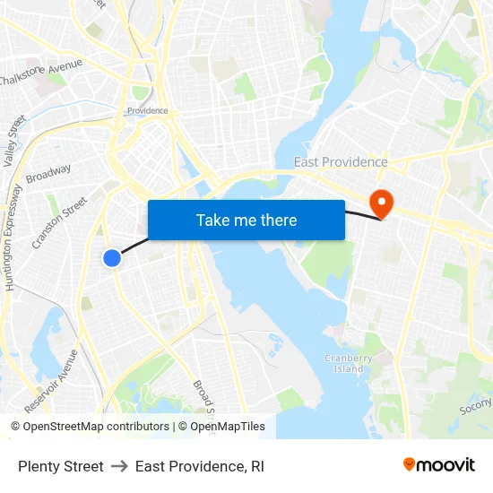Plenty Street to East Providence, RI map