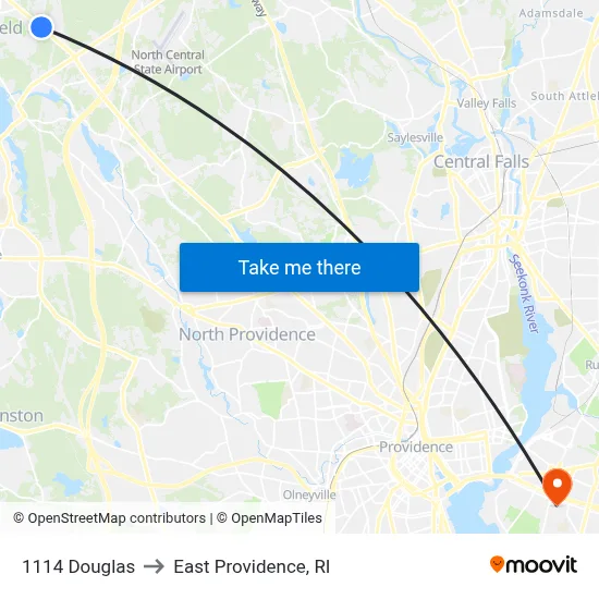 1114 Douglas to East Providence, RI map