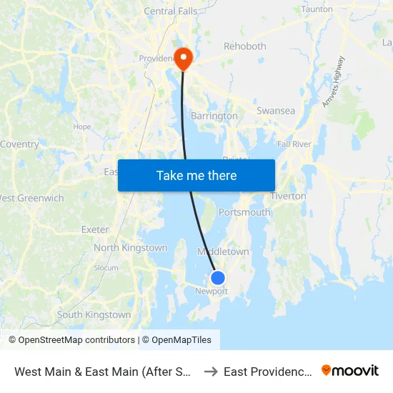 West Main & East Main (After Smythe) to East Providence, RI map
