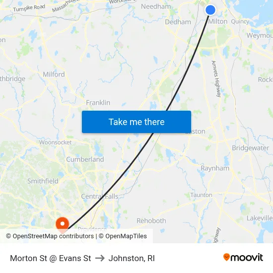 Morton St @ Evans St to Johnston, RI map