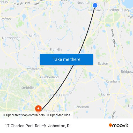 17 Charles Park Rd to Johnston, RI map