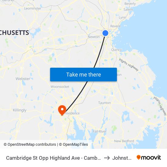 Cambridge St Opp Highland Ave - Cambridge Hospital to Johnston, RI map