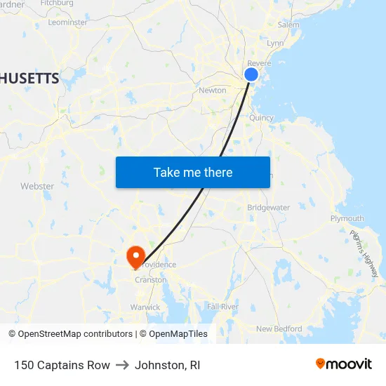 150 Captains Row to Johnston, RI map