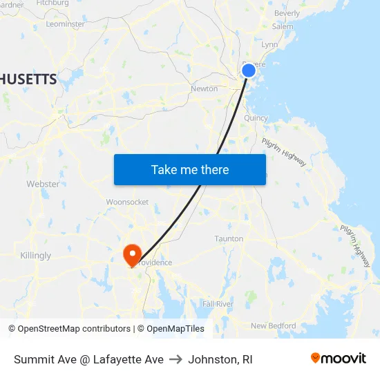 Summit Ave @ Lafayette Ave to Johnston, RI map