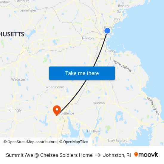Summit Ave @ Chelsea Soldiers Home to Johnston, RI map