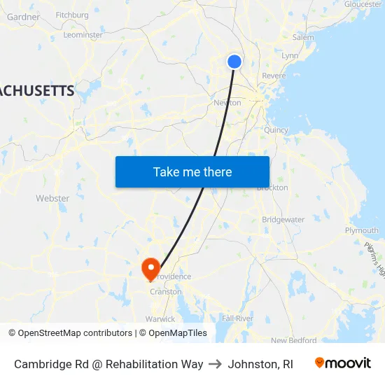 Cambridge Rd @ Rehabilitation Way to Johnston, RI map