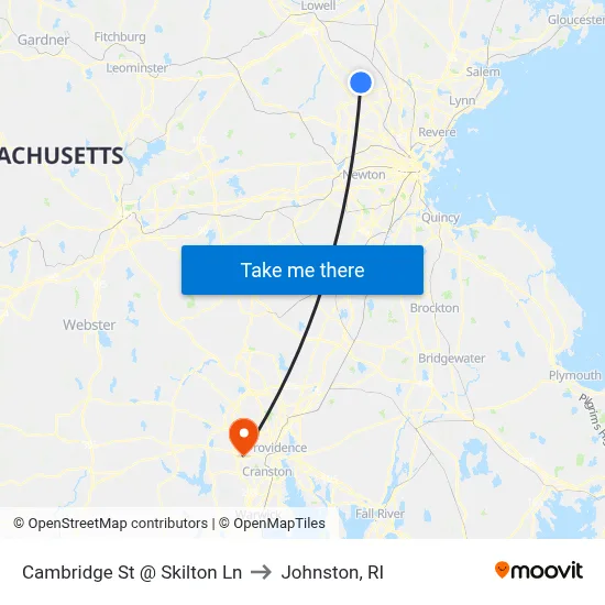 Cambridge St @ Skilton Ln to Johnston, RI map