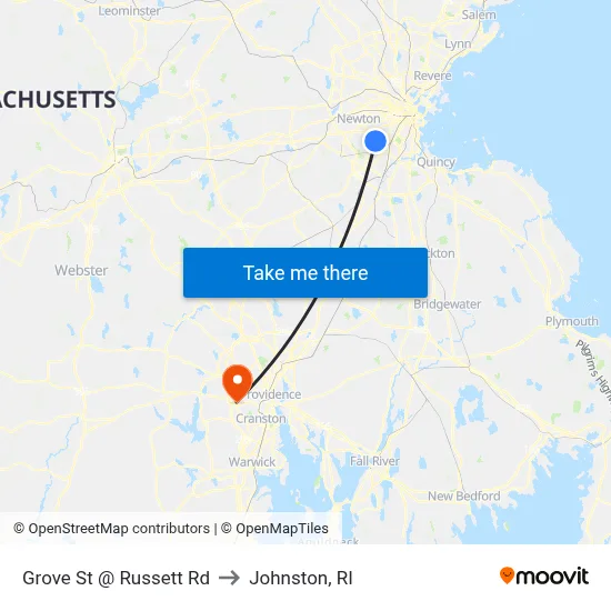 Grove St @ Russett Rd to Johnston, RI map