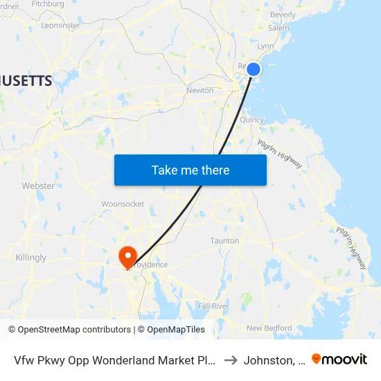 Vfw Pkwy Opp Wonderland Market Place to Johnston, RI map