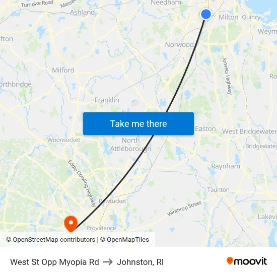 West St Opp Myopia Rd to Johnston, RI map