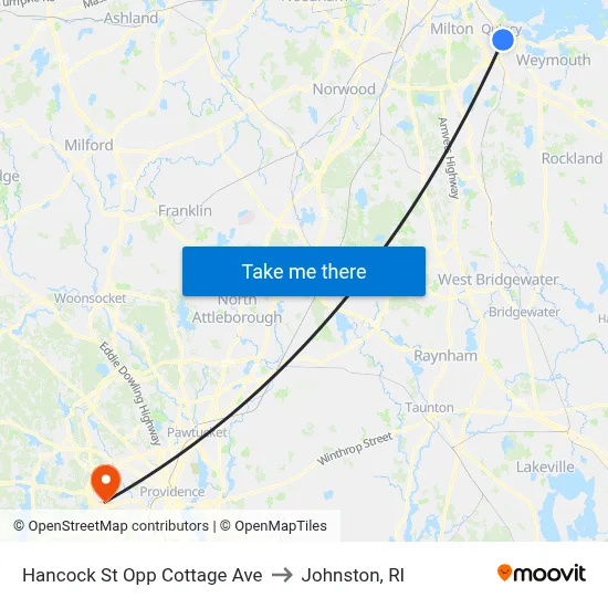Hancock St Opp Cottage Ave to Johnston, RI map