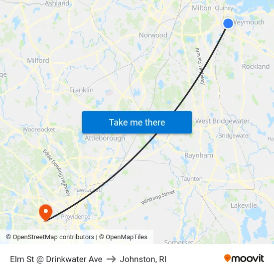 Elm St @ Drinkwater Ave to Johnston, RI map