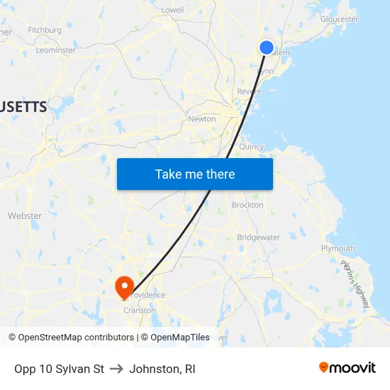 Opp 10 Sylvan St to Johnston, RI map