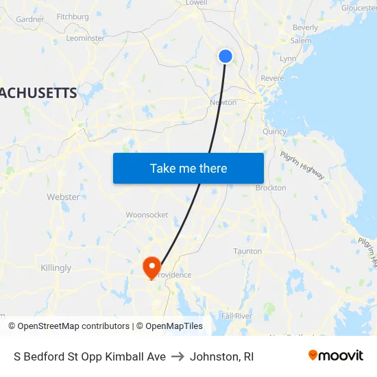 S Bedford St Opp Kimball Ave to Johnston, RI map