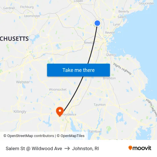 Salem St @ Wildwood Ave to Johnston, RI map