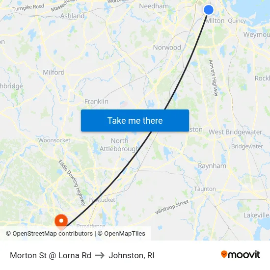 Morton St @ Lorna Rd to Johnston, RI map