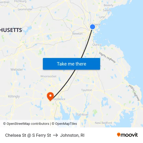 Chelsea St @ S Ferry St to Johnston, RI map
