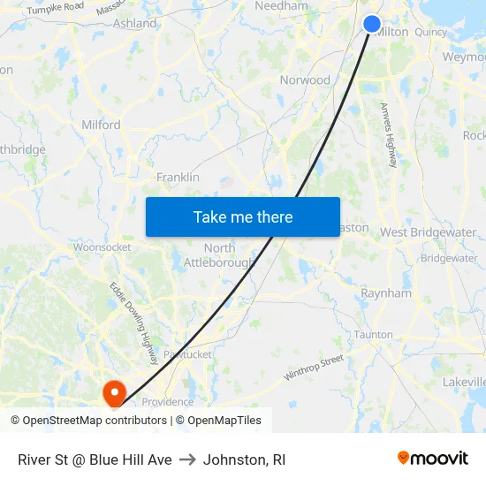 River St @ Blue Hill Ave to Johnston, RI map