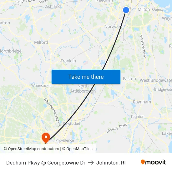 Dedham Pkwy @ Georgetowne Dr to Johnston, RI map