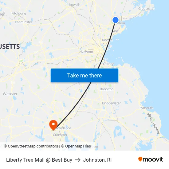 Liberty Tree Mall @ Best Buy to Johnston, RI map