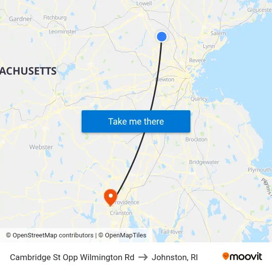 Cambridge St Opp Wilmington Rd to Johnston, RI map