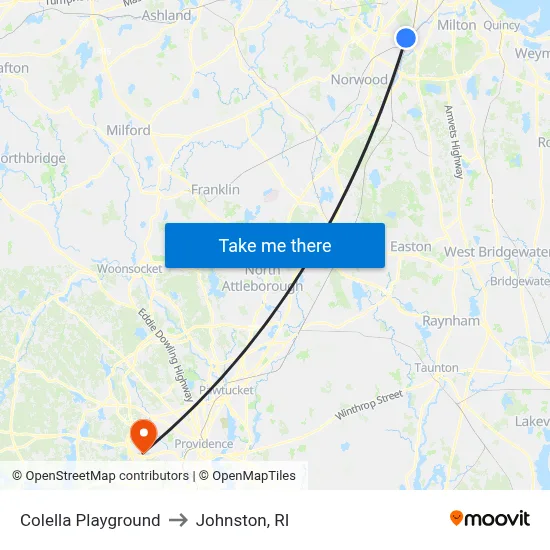 Colella Playground to Johnston, RI map