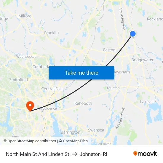 North Main St And Linden St to Johnston, RI map