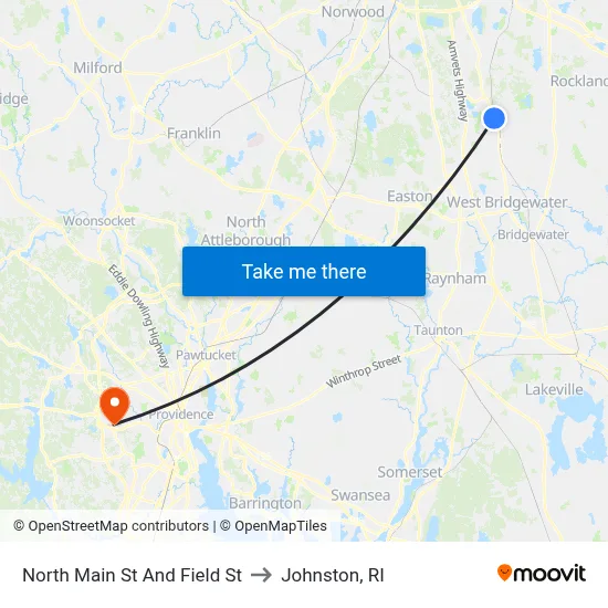 North Main St And Field St to Johnston, RI map