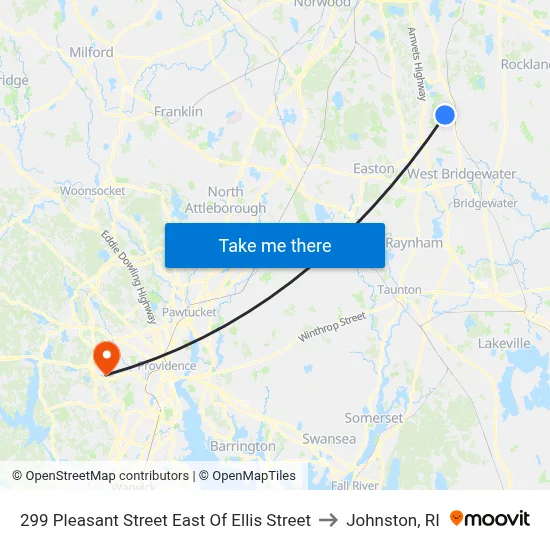 299 Pleasant Street East Of Ellis Street to Johnston, RI map