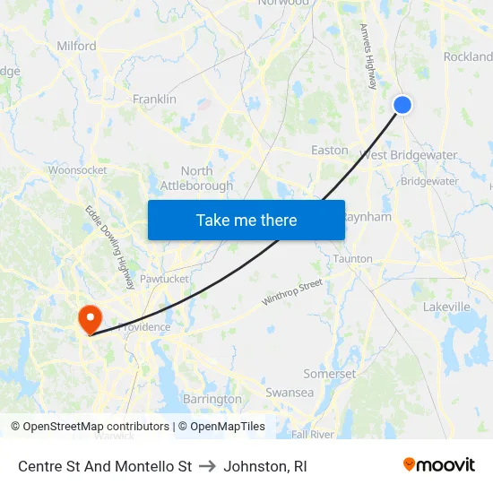 Centre St And Montello St to Johnston, RI map