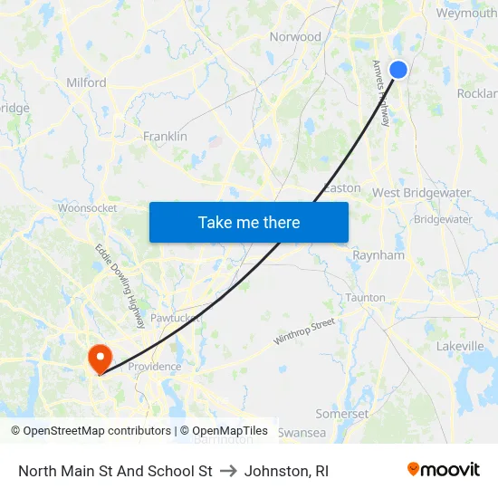 North Main St And School St to Johnston, RI map