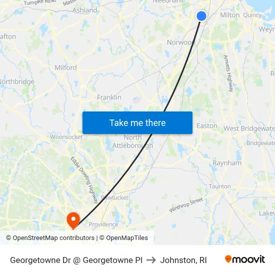 Georgetowne Dr @ Georgetowne Pl to Johnston, RI map