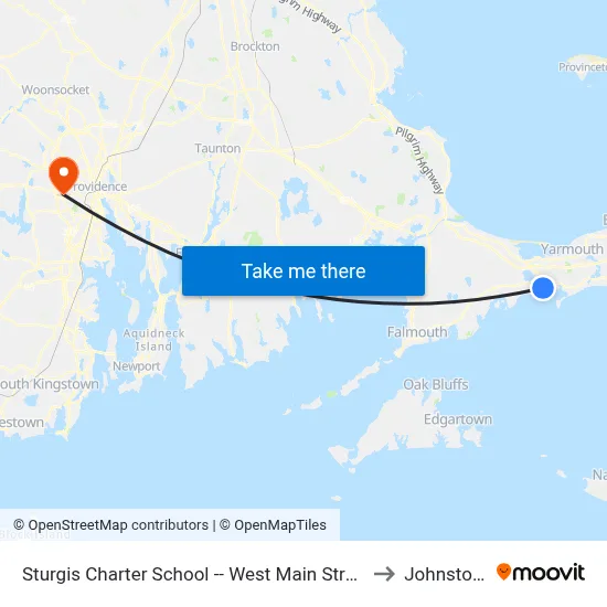 Sturgis Charter School -- West Main Street, Hyannis to Johnston, RI map