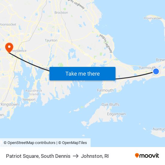 Patriot Square, South Dennis to Johnston, RI map