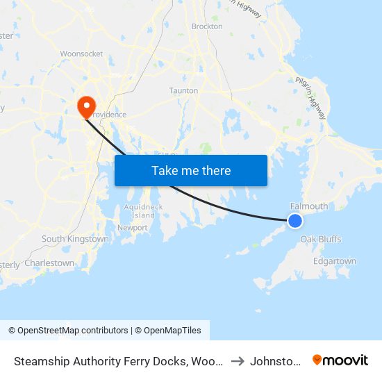 Steamship Authority Ferry Docks, Woods Hole to Johnston, RI map