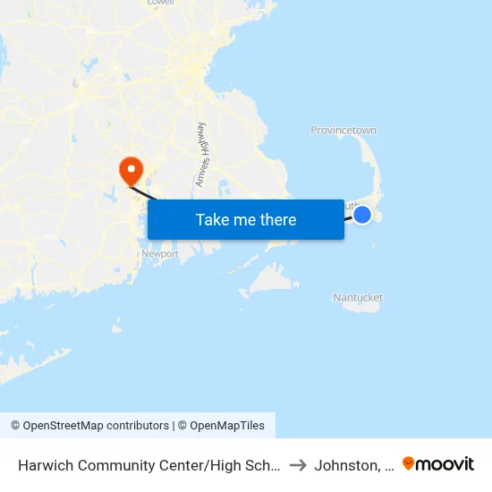 Harwich Community Center/High School to Johnston, RI map
