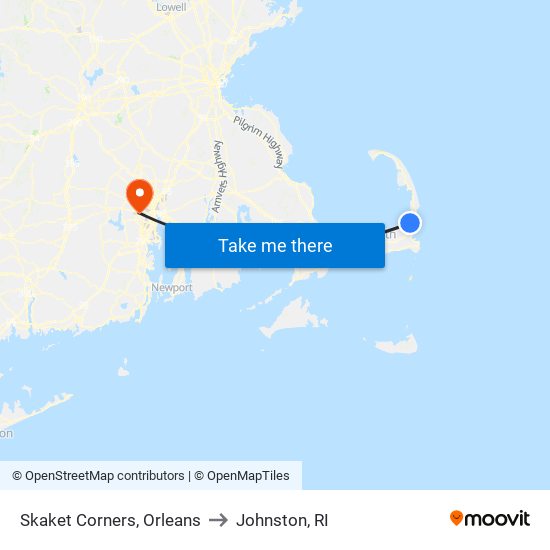 Skaket Corners, Orleans to Johnston, RI map