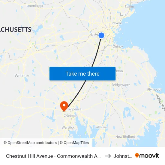 Chestnut Hill Avenue - Commonwealth Ave @ Chestnut Hill Ave to Johnston, RI map