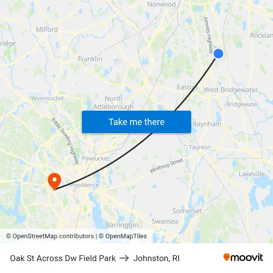 Oak St Across Dw Field Park to Johnston, RI map