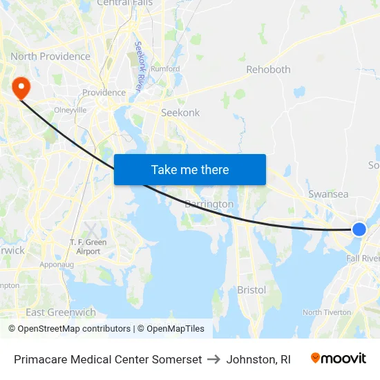 Primacare Medical Center Somerset to Johnston, RI map